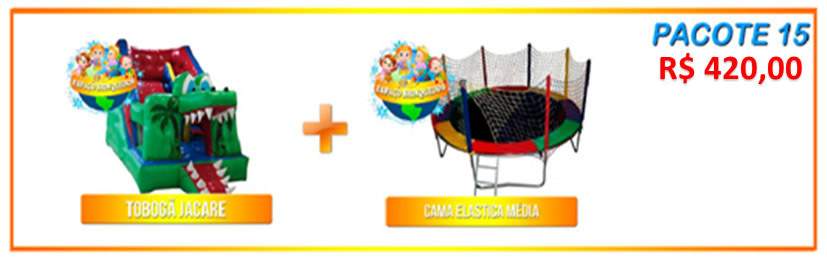 Pacote 15 - Tobogã Jacaré + Cama Elastica Média = R$420,00