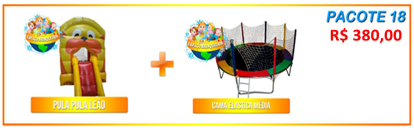 Pacote 18 - Cama Elastica Média + Pula Pula Leão = R$380,00