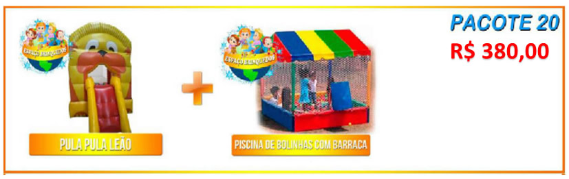 Pacote 20 - Pula Pula Leão + Piscina de Bolinhas com Barraca = R$380,00