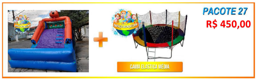 Pacote 27 - Tobogã + Cama Elástica Média = R$450,00
