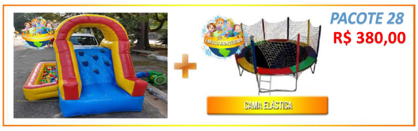 Pacote 28 - Mini Tobogã com Piscina de Bolinha + Cama Elástica = R$380,00