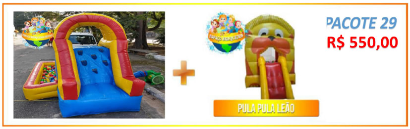 Pacote 29 - Tobogã com Piscina de Bolinha + Pula Pula Leão = R$550,00