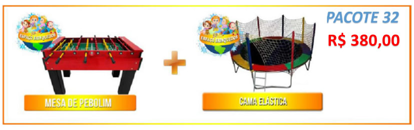 Pacote 32 - Mesa de Pebolim + Cama Elastica = R$380,00