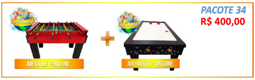 Pacote 34 - Air Hockey / Air Game + Mesa de Pebolim = R$400,00