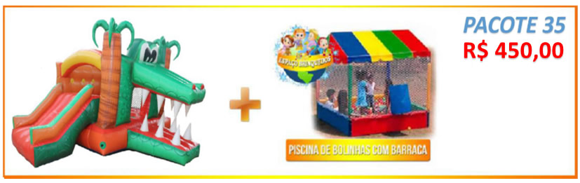 Pacote 34 - Tobogã Jacaré + Piscina de Bolinhas com Barraca = R$450,00