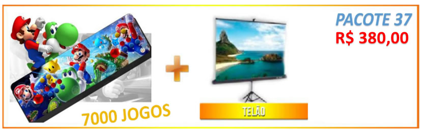 Pacote 37 - Mesa de Games 7000 Jogos + Telão = R$380,00